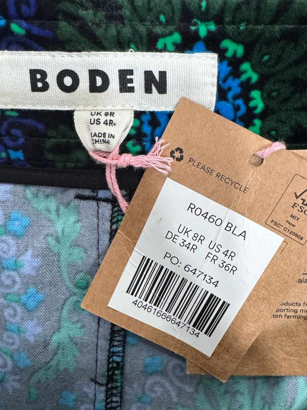 NWT Boden Margot Velvet Midi Skirt Women's 4 R Blue Green Black - Picture 10 of 13